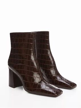 NWT Mango MNG Women's Croc-Effect Ankle Boots size 11 in Brown